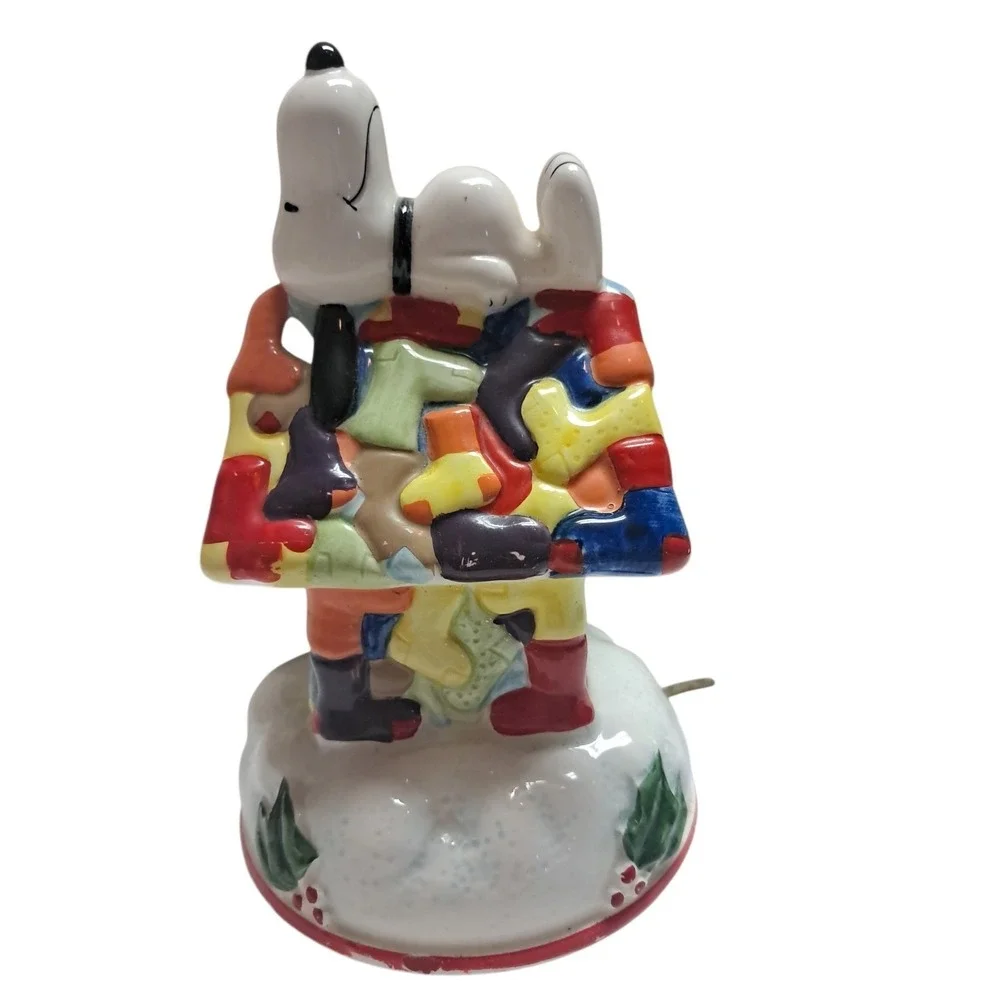 Vintage SNOOPY MUSIC BOX Silent Night A Christmas Wish 1981 Schmid Doghouse 5480